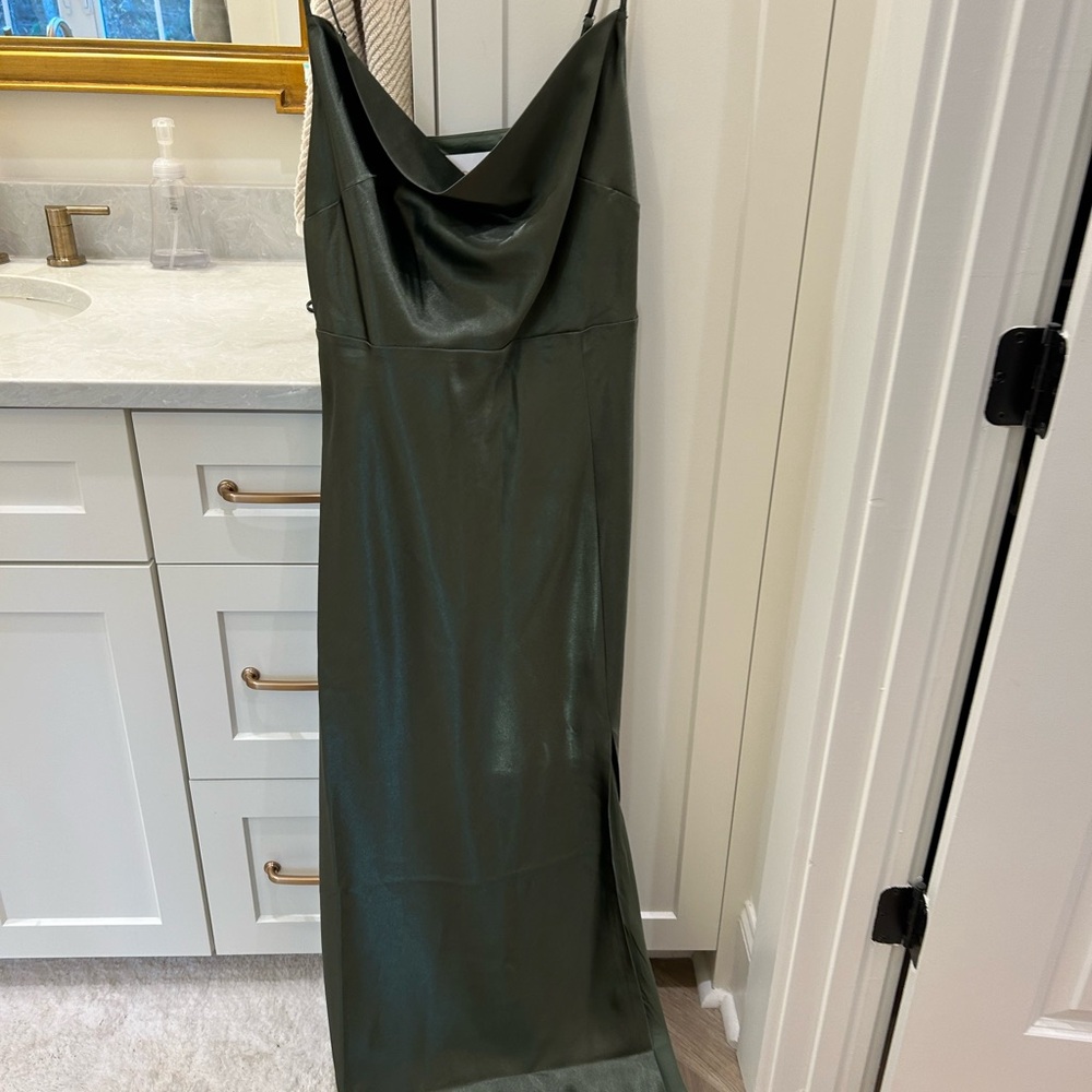 Elegant Green Satin Dress